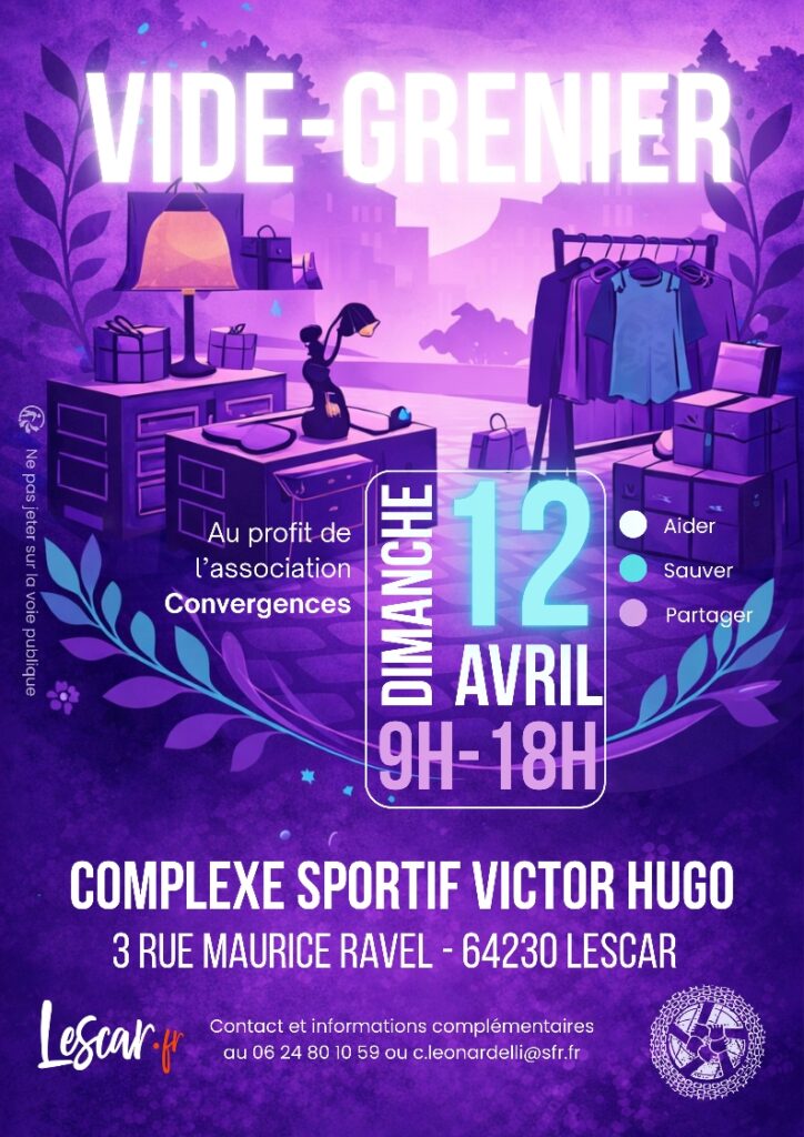 Vide-Grenier de Convergences le 12 avril au Complexe sportif Victor Hugo